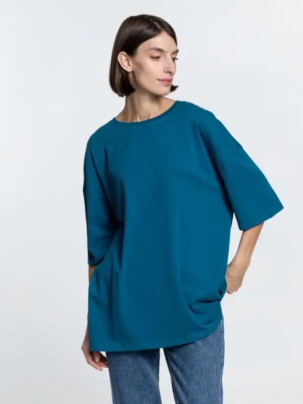 Футболка унисекс оверсайз Crosstown, бирюзовая (морская волна), размер S