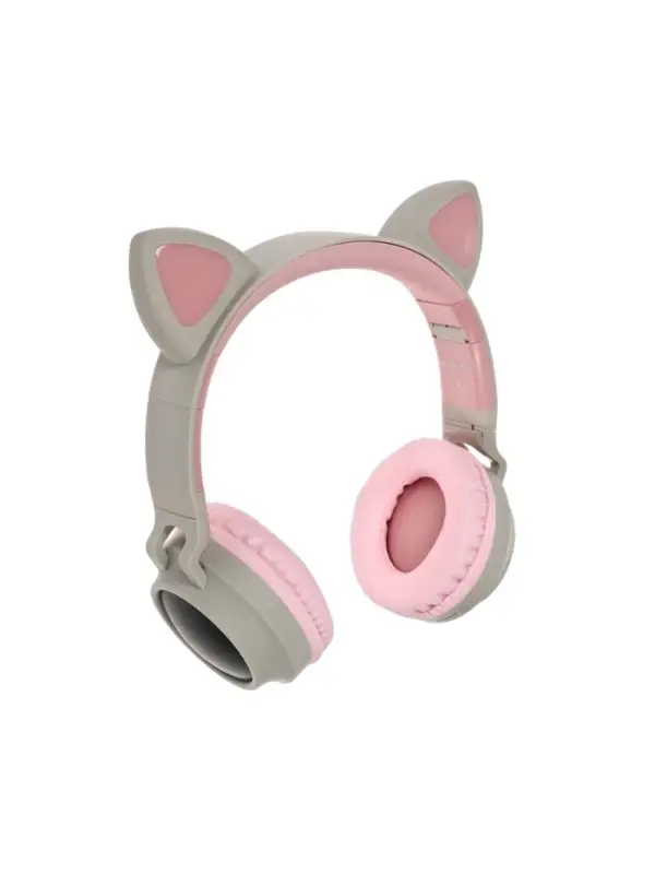 Наушники беспроводные, накладные, с ушками кошки, Hoco W27, Bluetooth 5.0, с микрофоном, с подсветкой, 300 мАч, серые