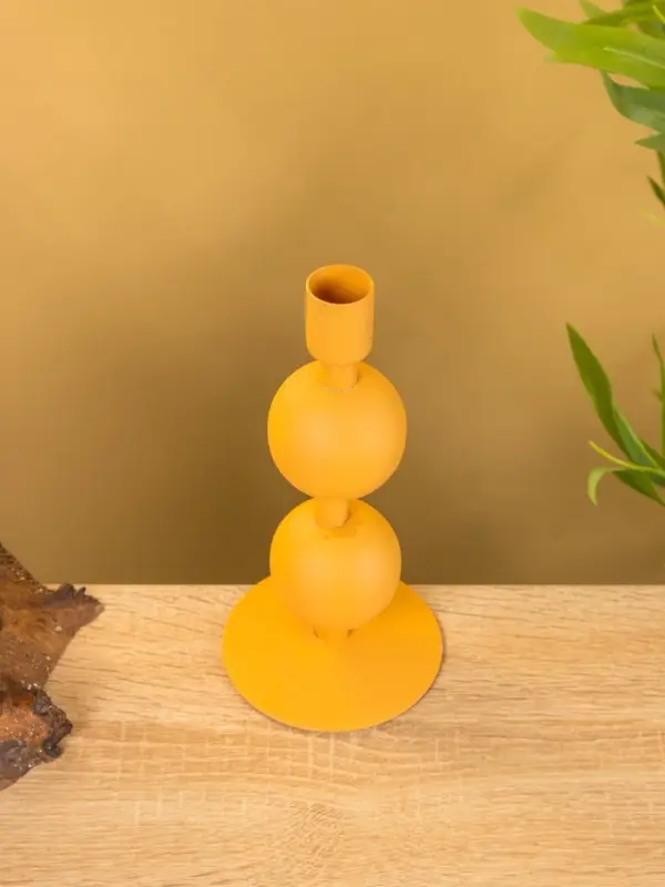 Подсвечник на 1 свечу «Песок», с 2 сферами, 8.5×8.5×18+/- 1 см