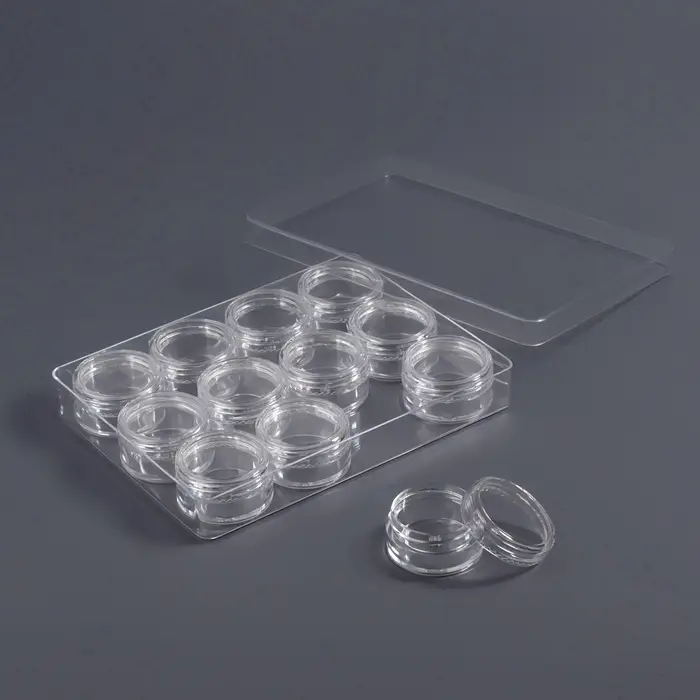 Органайзер для хранения мелочей, 12 баночек, 12&times;9&times;2 см, d=2.8&times;1.5 см, 2 мл, прозрачный