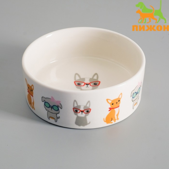 Миска керамическая  Миска керамическая "Важный пес" 250мл, 11,5 х 5 см, белая