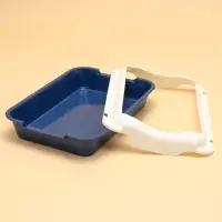 Туалет для кошек, 36&times;26&times;9 см, средний, с бортом, пластик, синий, белый