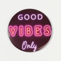 Зеркало карманное Good vibes, d=7 см, PVC - коробка, чёрное