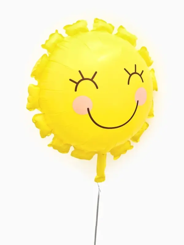 Воздушный шар фольгированный 22" "Солнышко" цвет желтый
