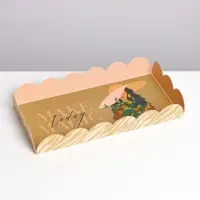 Коробка для печенья, кондитерская упаковка с PVC крышкой, Make today magic, 10.5&times;21&times;3 см