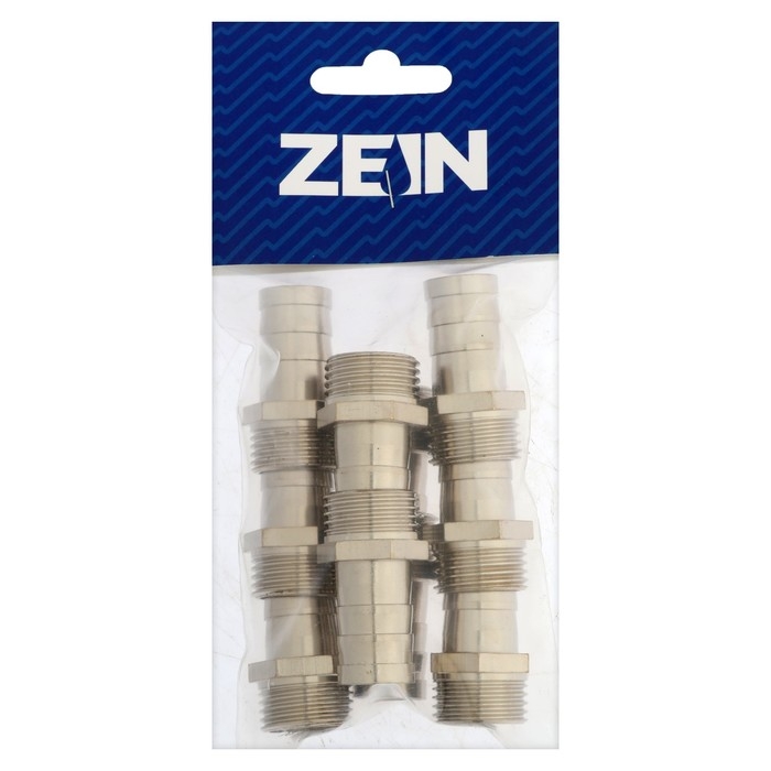 Штуцер ZEIN, 1/2" х 16 мм наружная резьба, никелированная латунь, фасовка 10 шт.