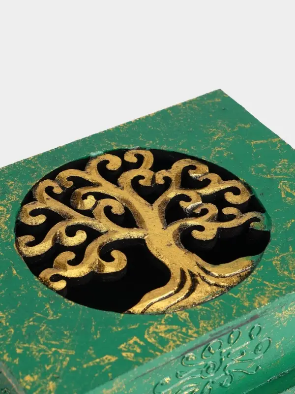 Шкатулка &laquo;Древо&raquo;, 19&times;14&times;7 см, МДФ, зелёная
