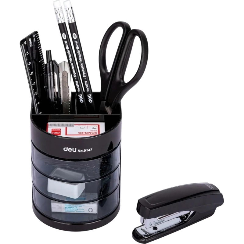 Набор настольный Deli E38253 12 предметов черный