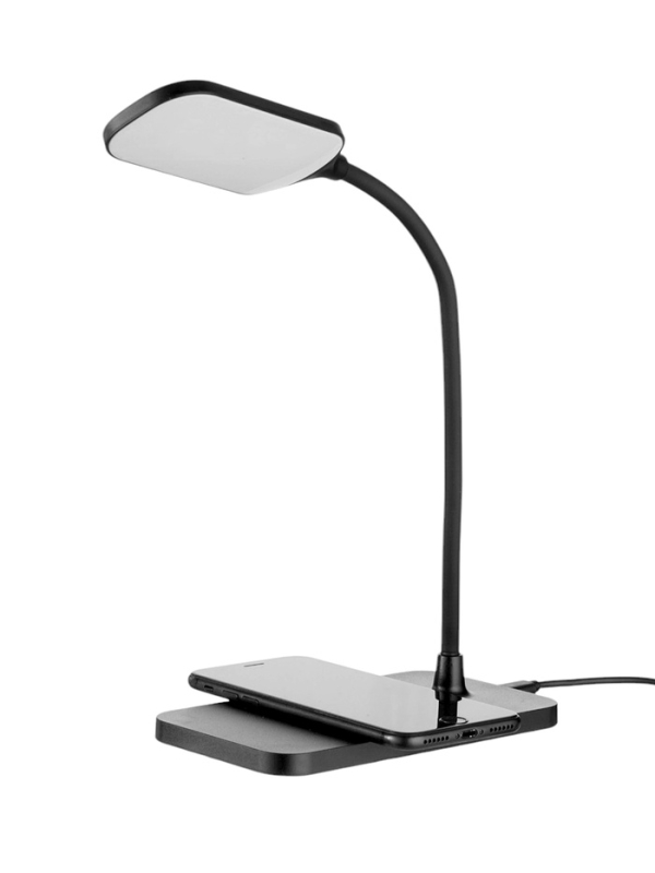 Настольная лампа с беспроводной зарядкой, GMV-0265, 15 Вт, черная