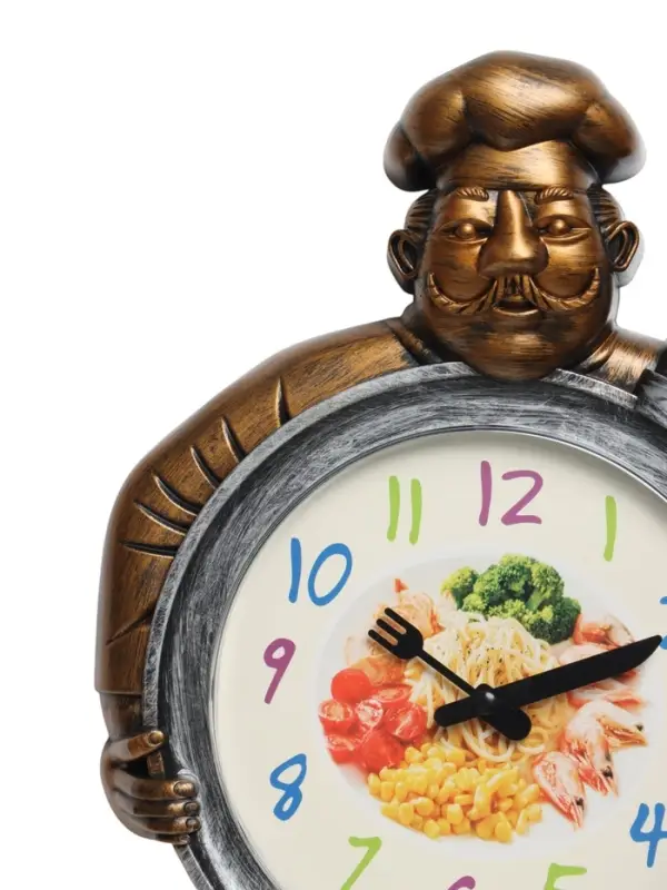 Часы настенные интерьерные &laquo;Шеф&raquo;, серия: Кухня, бесшумные, плавный ход, 29.5&times;23 см, d=16.5 см, медные, серебристые