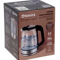 Чайник электрический Sakura SA-2722BK, стекло, 2.2 л, 1800 Вт, подсветка, прозрачный
