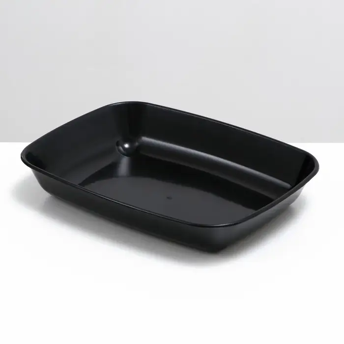 Туалет для кошек, 33.5&times;25&times;6 см, округлый, без сетки, пластик, чёрный