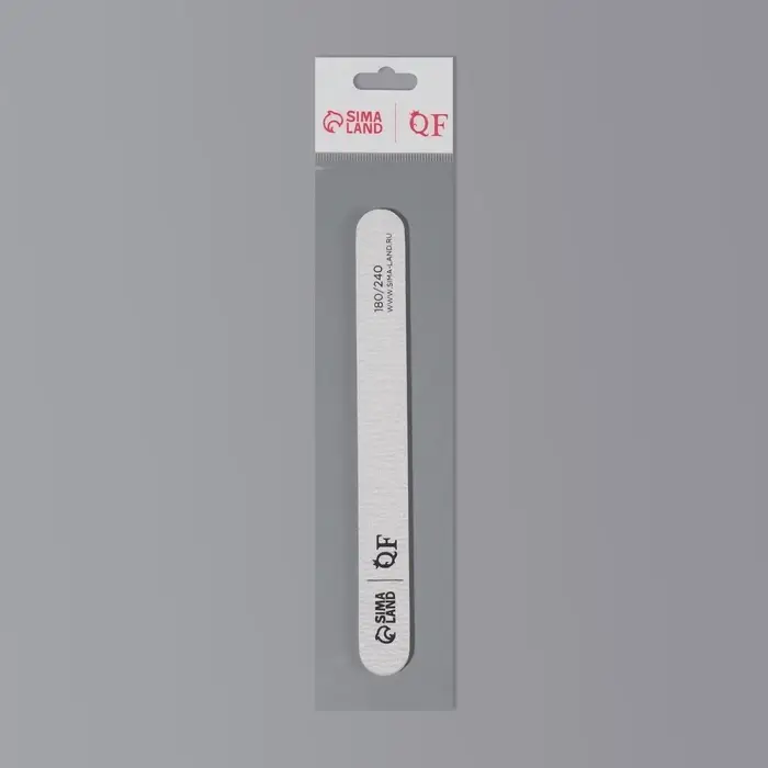 Пилка для ногтей, прямая, 180/240 грит, 18 см, серая