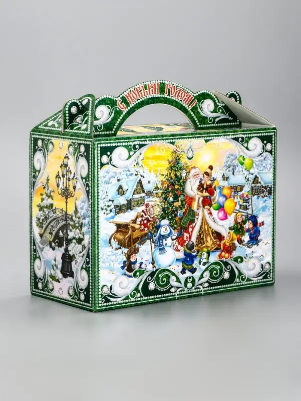 Подарочная новогодняя коробка &laquo;Чудо-тройка&raquo;, для сладких подарков, 25&times;12&times;24 см