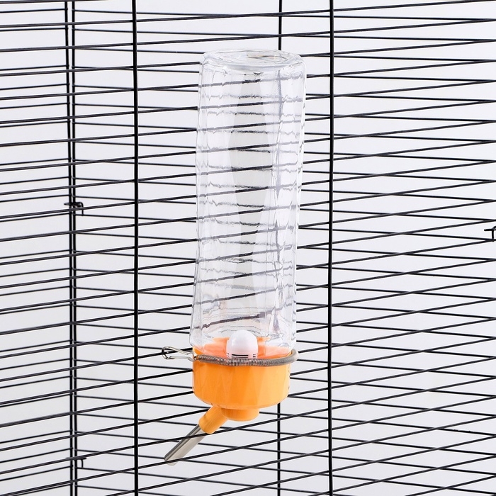 Поилка для животных, 750 мл, крепление-пружинка, и два сменных фильтра, оранжевая Поилка для животных, 750 мл, крепление-пружинка, и два сменных фильтра, оранжевая