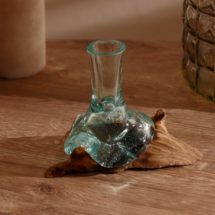 Вазон стекло на дереве  Вазон стекло на дереве "Эстетика" 20х15х9 см