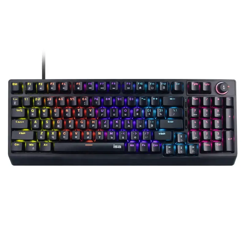 Механическая игровая клавиатура с RGB подсветкой ISA KB-08 черная