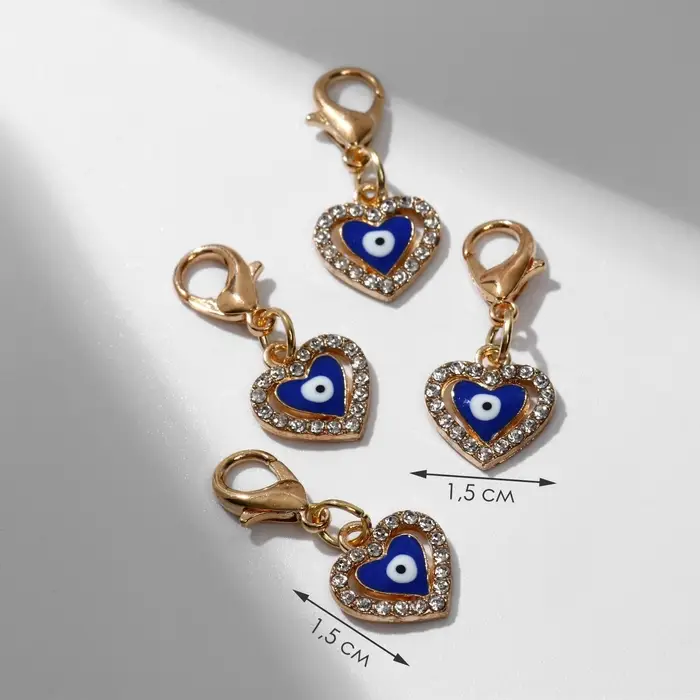 Шарм «Глаз» в сердце, цветной в золоте Шарм «Глаз» в сердце, цветной в золоте