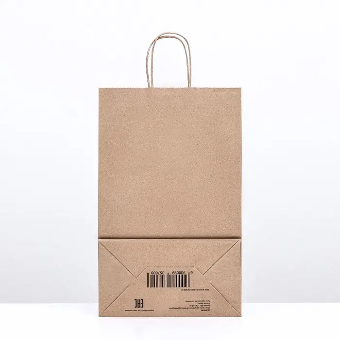 Пакет бумажный крафт 90 г/м&sup2;, круглая ручка 22&times;12&times;34.5 см