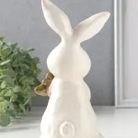 Сувенир керамика "Зайчик с оранжевой морковкой" 9,7х8,5х18,7 см