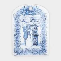 Доска разделочная Дарим Красиво &laquo;Гжель.Снеговик&raquo;, 19.5&times;27.5&times;0.6 см, дерево, рисунок МИКС