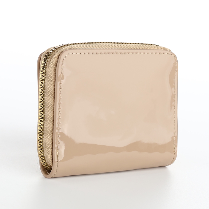 Кошелёк женский на молнии, лакированный, цвет бежевый Кошелёк женский на молнии, лакированный, цвет бежевый