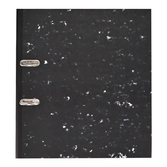 Папка-регистратор 75 мм, А4, эконом мрамор, черная, МИКС