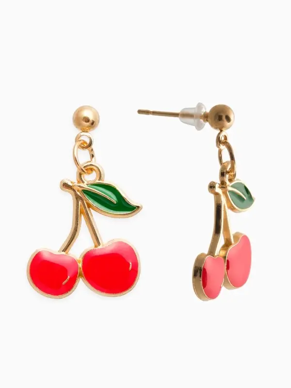 Набор 2 пред-та: серьги,кулон Набор 2 пред-та: серьги,кулон "Вишенки", цвет красный в золоте 44+удл.