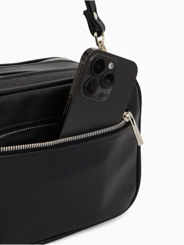 Сумка женская кросс-боди TEXTURA на молнии, 24&times;9&times;15 см, чёрная