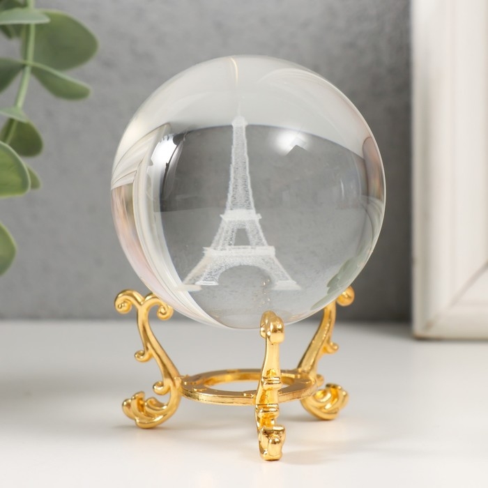 Сувенир стекло  Сувенир стекло "Эйфелева башня" d=6 см ажурная подставка 8,5х6х6 см