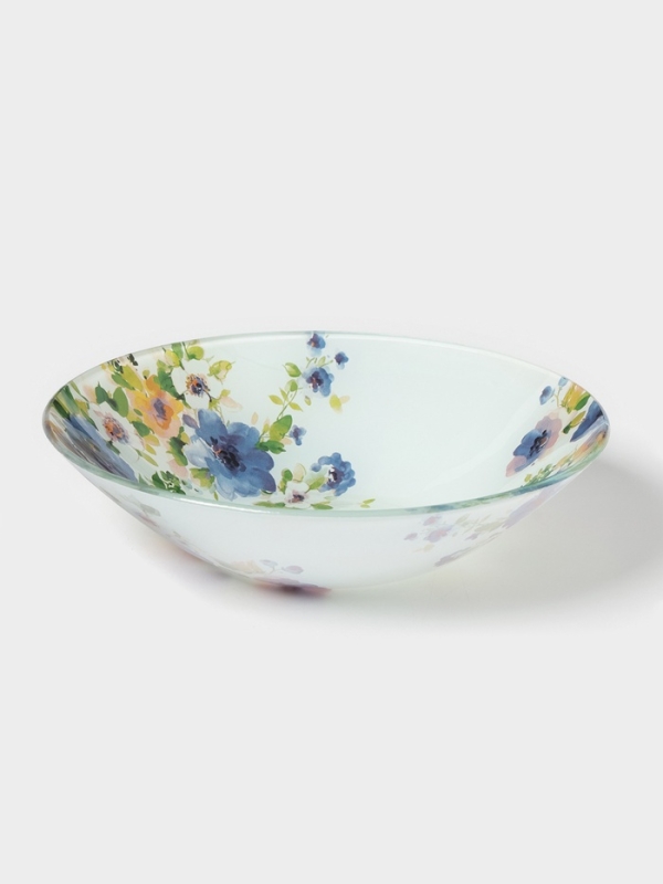 Салатник Доляна «Букет незабудок», d=22,3 см, стекло, рисунок