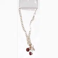 Кулон-цепь крупная "Вишня", цвет красный в золоте 40+удл