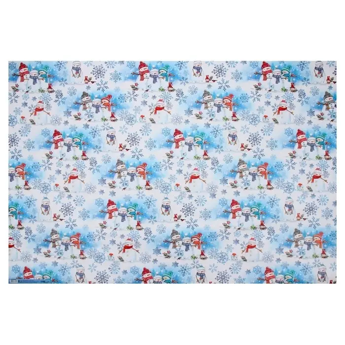 Упаковочная бумага на Новый год &laquo;Снеговички&raquo;, 70&times;100 см, глянцевая