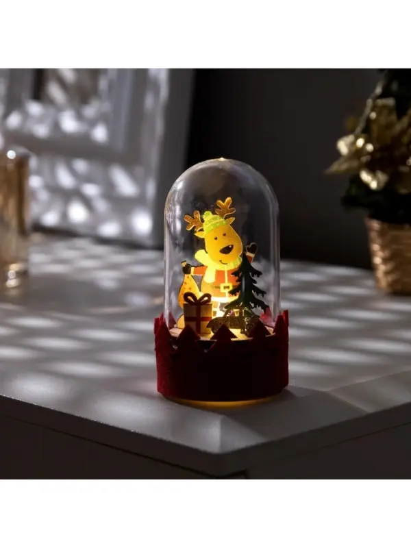 Светодиодная фигура под куполом &laquo;Оленёнок&raquo; 6&times;9.5&times;6 см, дерево, от батареек LR1130&times;3, свечение тёплое белое