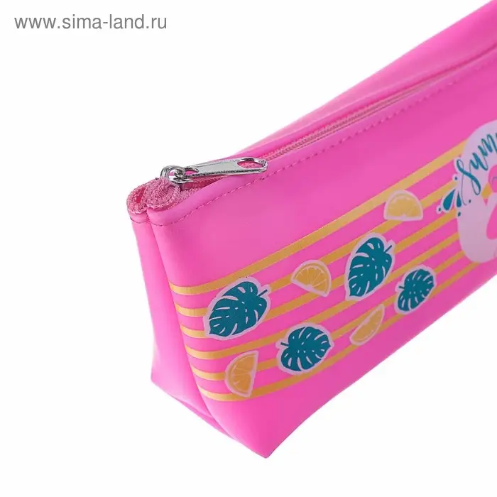 Пенал школьный Calligrata Summer, на молнии, 1 отделение, силикон, розовый Пенал школьный Calligrata Summer, на молнии, 1 отделение, силикон, розовый