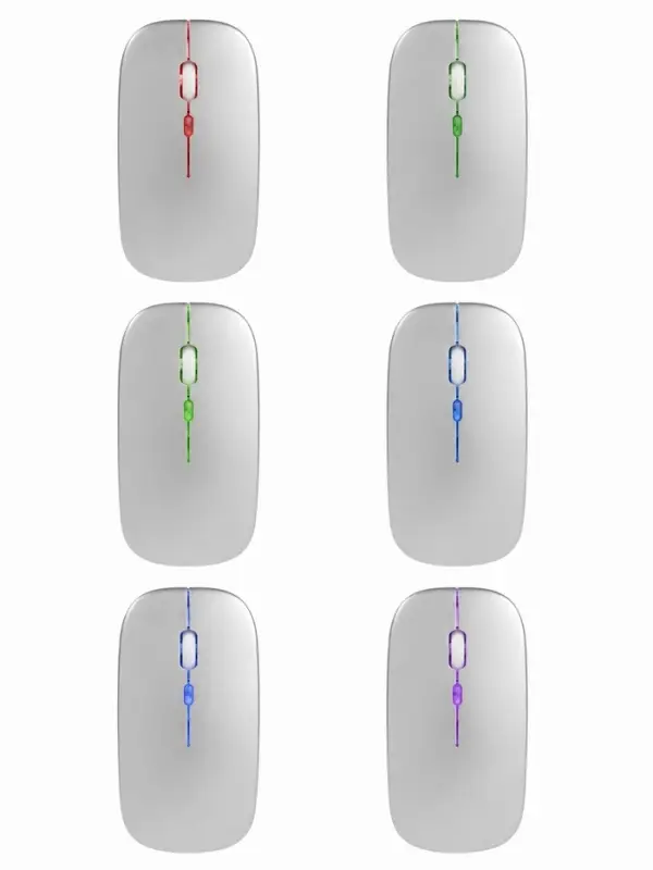 Мышь MB-2.4 беспроводная, оптическая, подсветка, 800-1600 dpi, USB, Bluetooth, серебристая