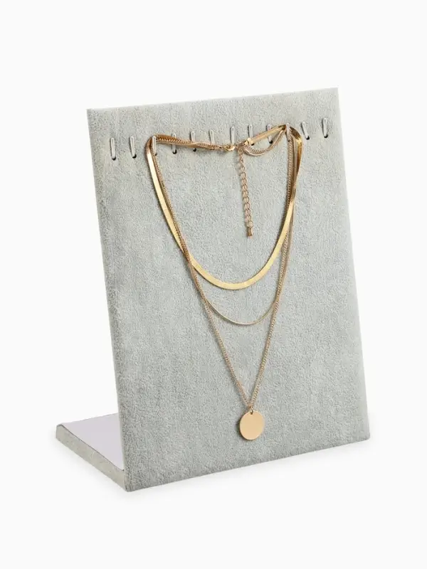 Подставка для кулонов, цепочек, браслетов QF, 12 крючков 20&times;10&times;25 см, бархатная, серая