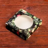 Подарочная коробка сборная с окном «Счастливого Рождества», 11.5×11.5×3 см