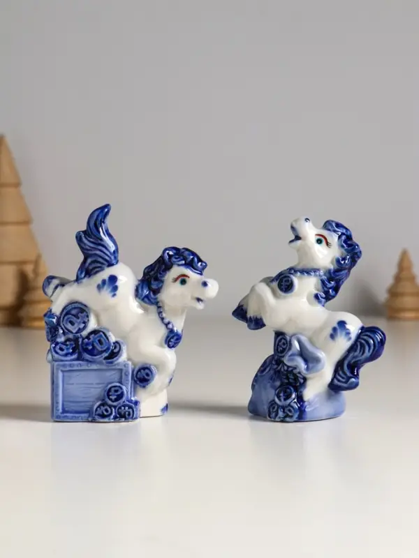 Сувенир керамика "Лошадка денежная" бело-синий МИКС 7,1х3,1х9 см