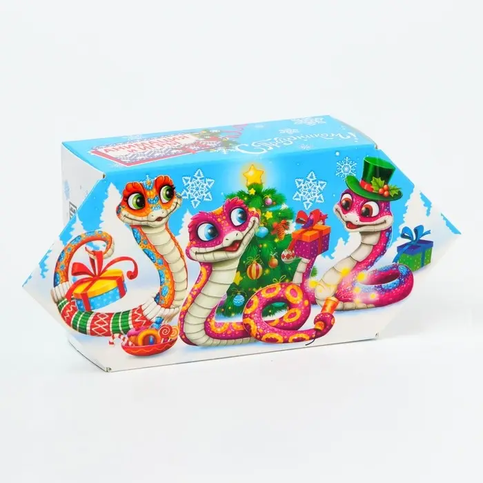 Подарочная коробка Новогодняя Конфета малая «Змейки» с игрой и анимацией 9×5.8×12.8 см