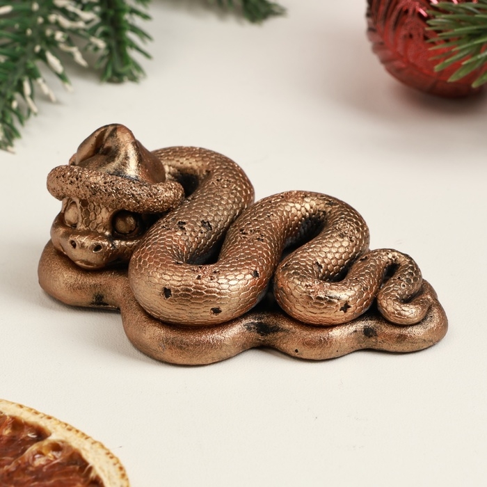 Новый год. Символ 2025. Фигура  Новый год. Символ 2025. Фигура "Змея в колпаке" бронза, 8,5 х 6 х 3 см