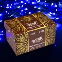 Гирлянда &laquo;Нить&raquo; 10 м, IP44, УМС, тёмная нить, 100 LED, свечение синее, мерцание белым, 220 В