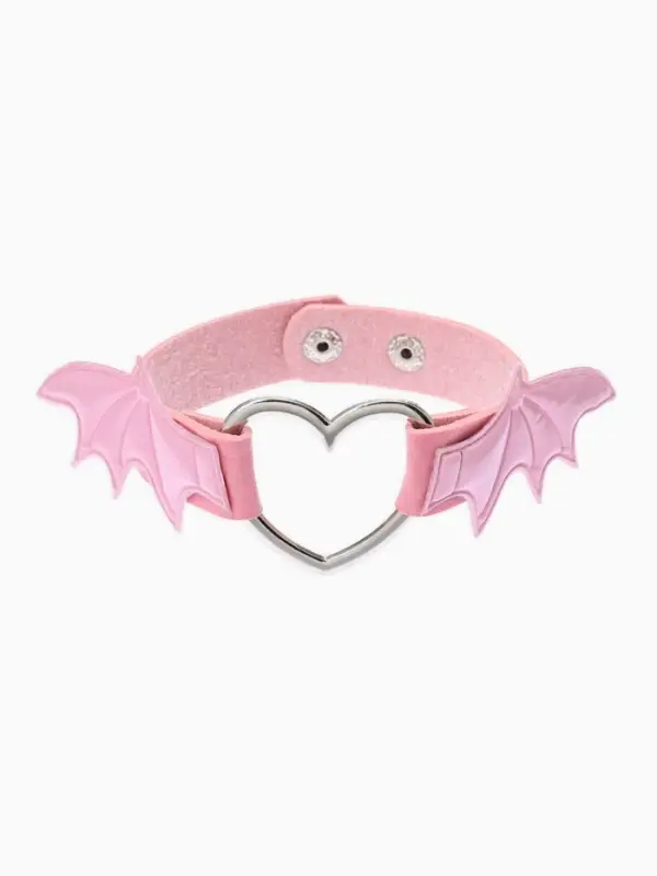 Браслет кожаный &laquo;Летучая мышь&raquo;, розовый в серебре