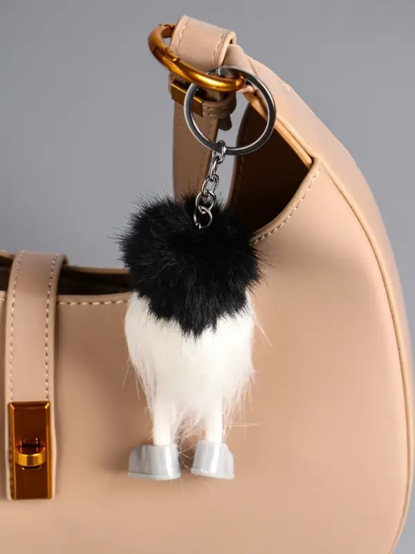 Пушистик на кольце "Лохматый чудик" чёрно-белый 17х4,5х4,5 см