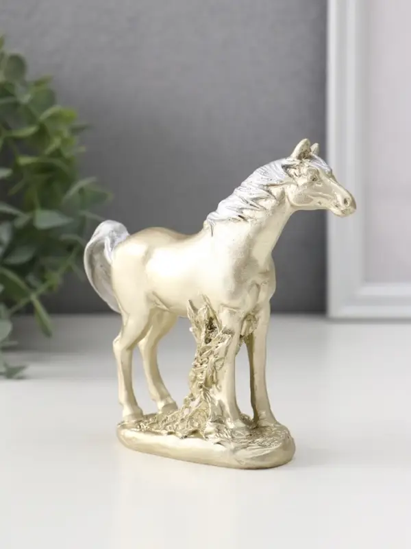 Сувенир полистоун Сувенир полистоун "Лошадь золотистая с серебристой гривой" 12,5х3,5х11,5 см