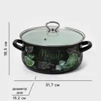 Кастрюля эмалированная &laquo;Мохито&raquo;, 4 л, d=26.1 см, с крышкой, чёрная