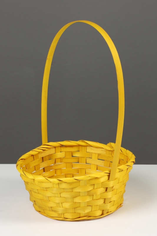 Корзина плетёная, 20×20×9 см, ручка h=25 см, бамбук, желтая