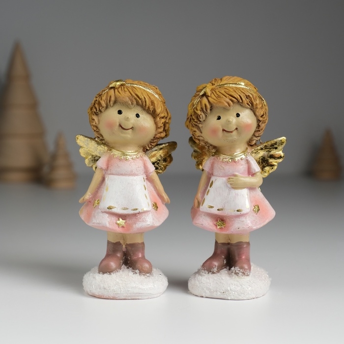 Сувенир полистоун Сувенир полистоун "Ангелочек в розовом платье и фартуке" МИКС 4,5х3,5х9,5 см