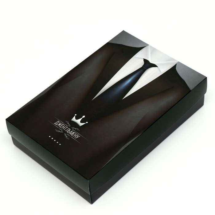 Коробка подарочная, крышка-дно, сборная Коробка подарочная, крышка-дно, сборная "Джентльмен", 30 х 20 х 7 см