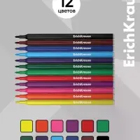 Фломастеры 12 цветов ErichKrause Prima Cat, европодвес
